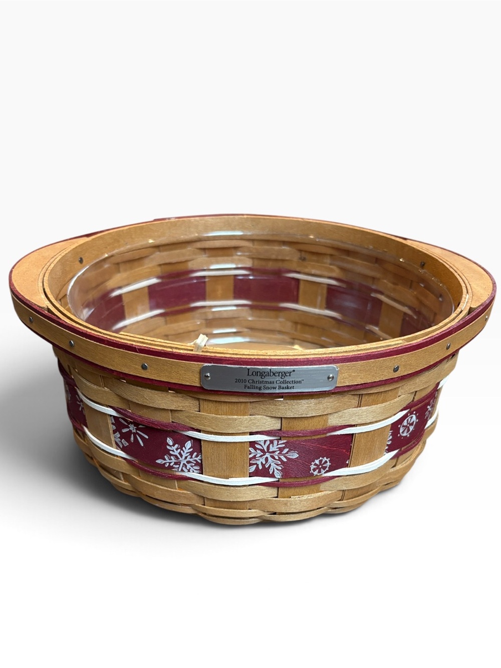 Longaberger 2010 Falling Snow Basket Snowflake Christmas & Protector
